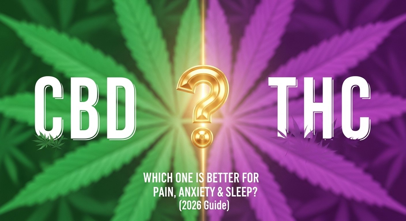 CBD vs THC: Which One Is Better for Pain, Anxiety & Sleep? (2026 Guide), cbd, thc, cannabis, natural, relief, sleep, pain, healing, benefits, calm