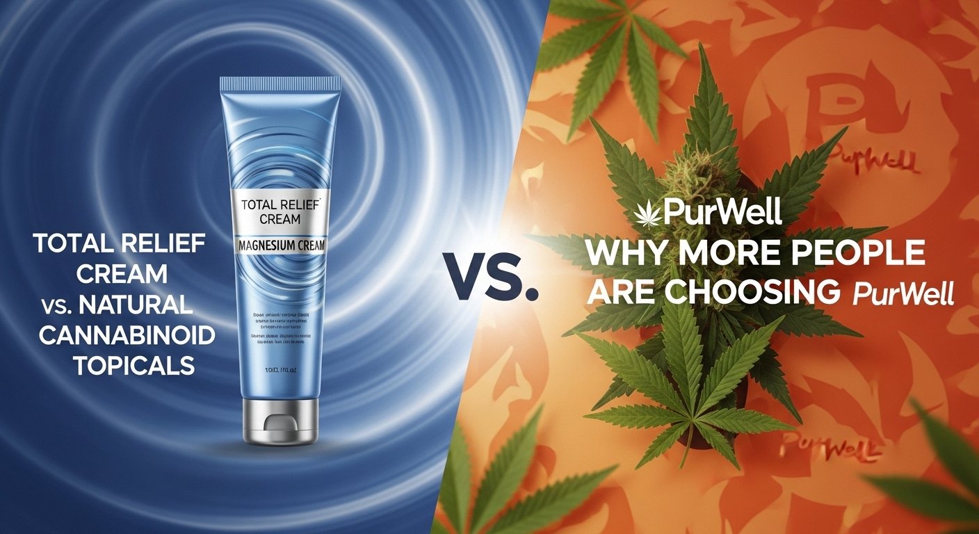 Comparing Total Relief Magnesium Cream? Discover why PurWell’s cannabinoid topicals deliver deeper, longer-lasting natural relief for muscles, joints, and inflammation, pain relief, topicals, skincare, natural relief, relief, natural, cannabis, skin, health